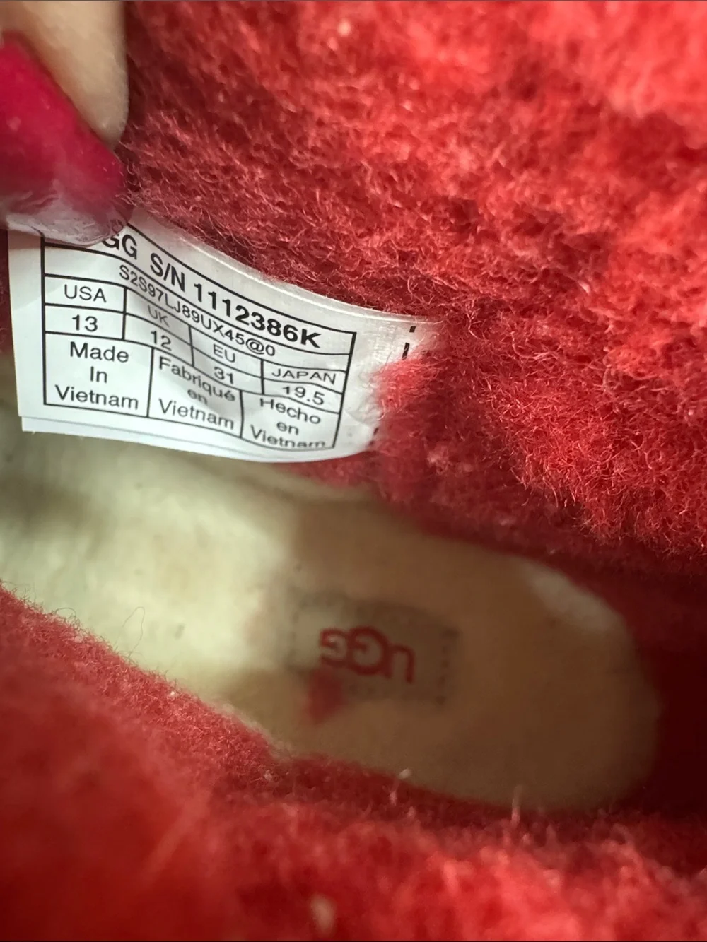 UGG Kids Red Glossy Waterproof ankle Boot EUC 13